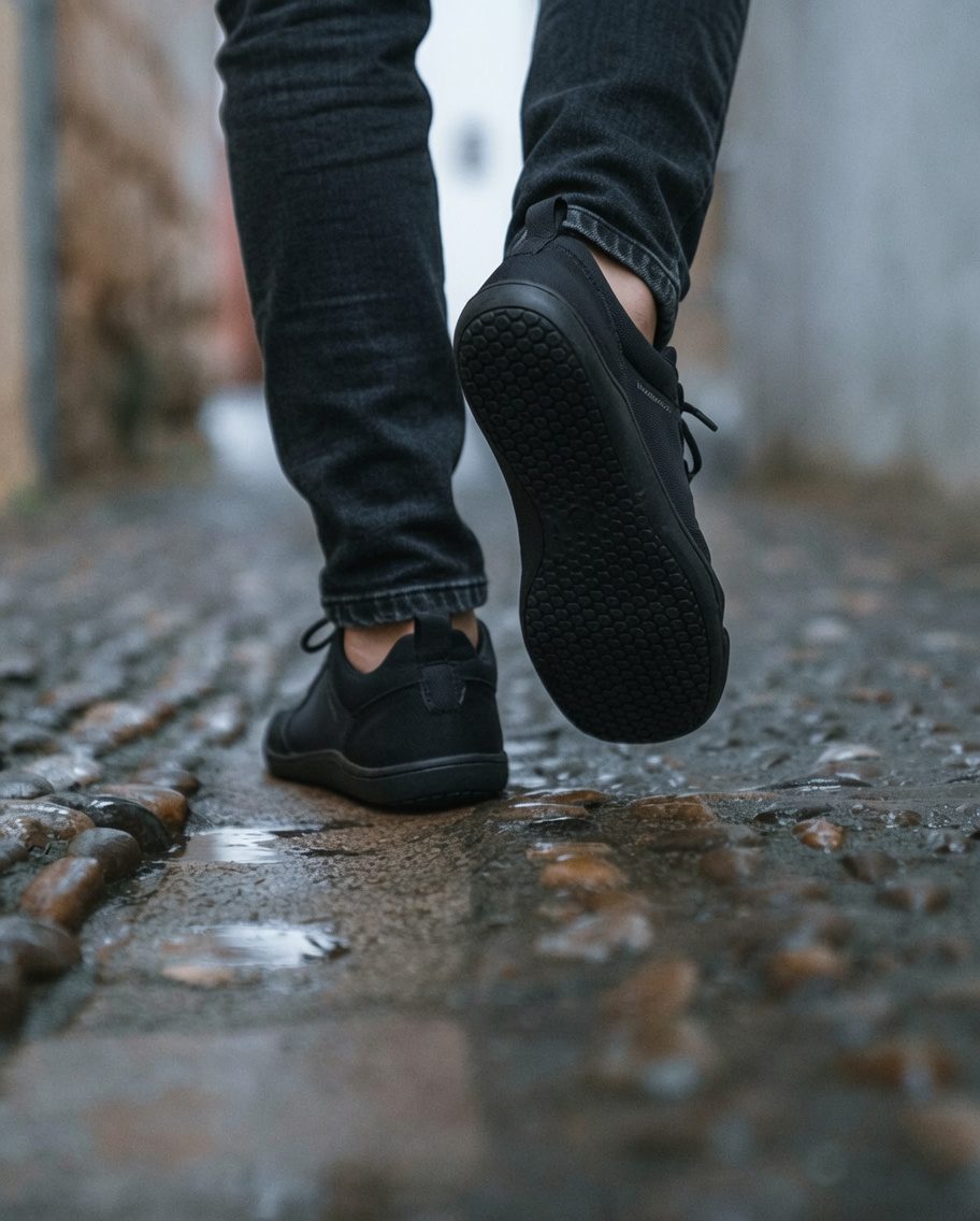 Cuidar zapatillas barefoot: hombre caminando con su calzado bien mantenido