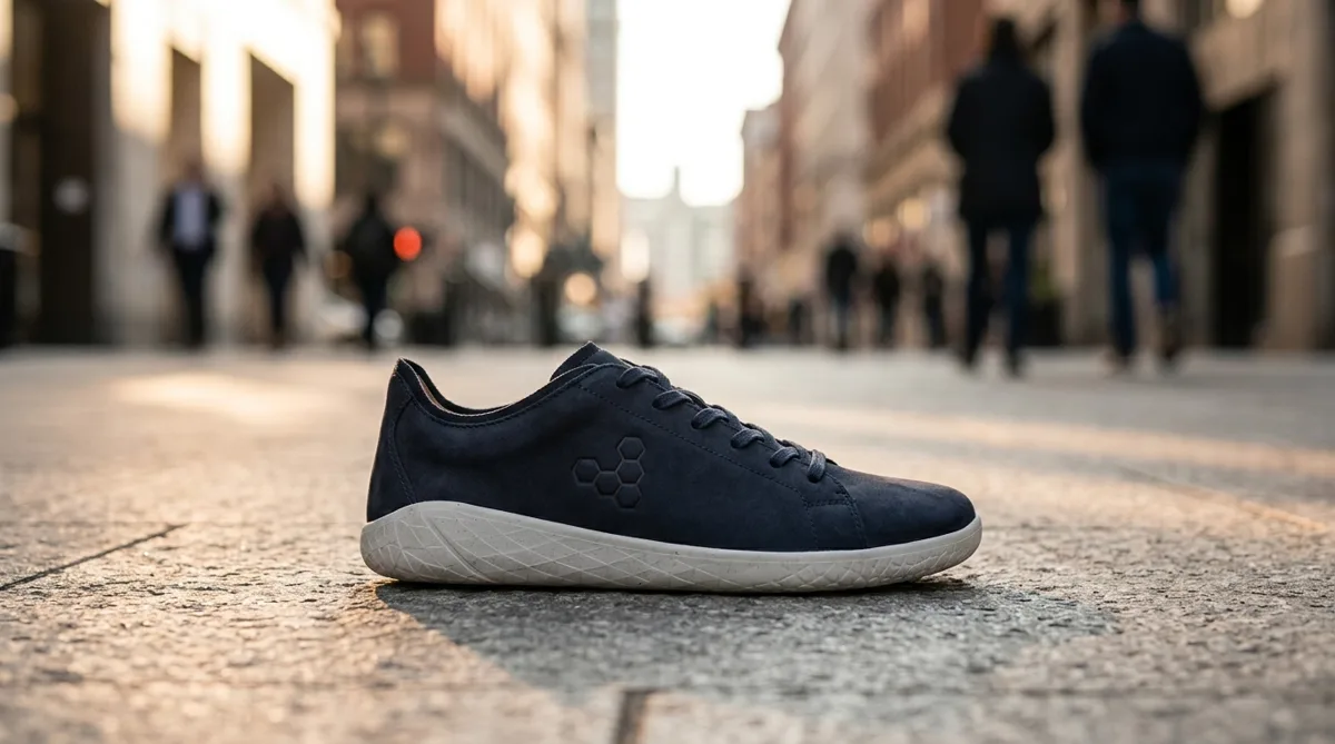 Vivobarefoot Geo Court en calle urbana al atardecer