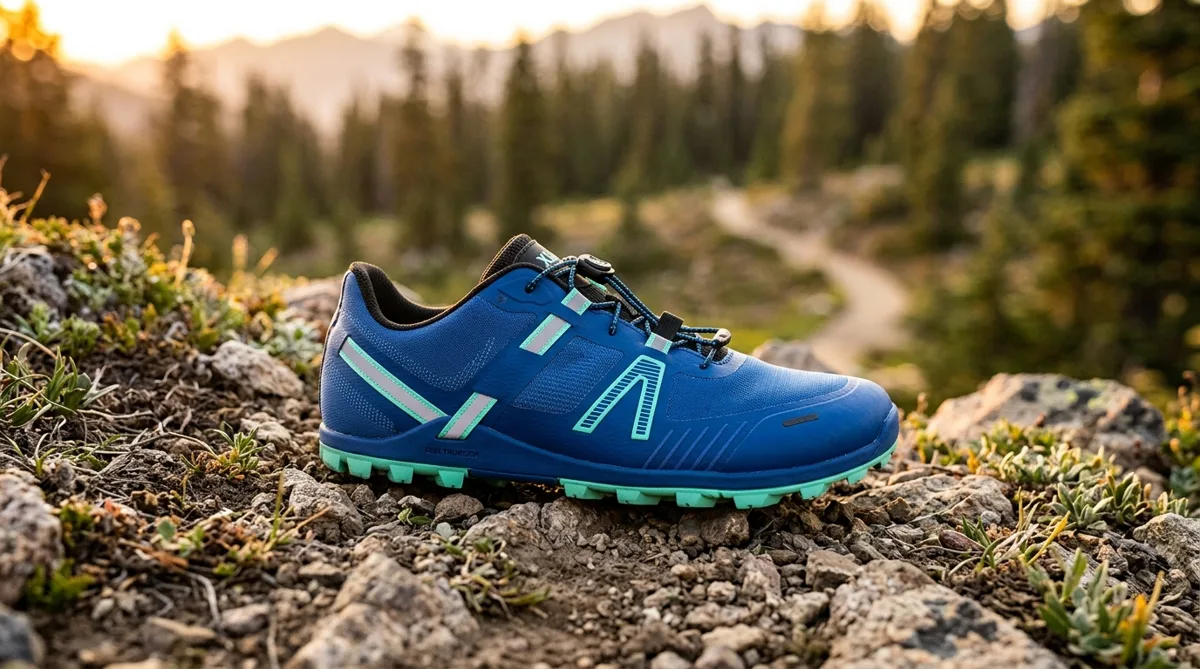 Xero Shoes XT MAX sobre terreno rocoso de montaña al atardecer